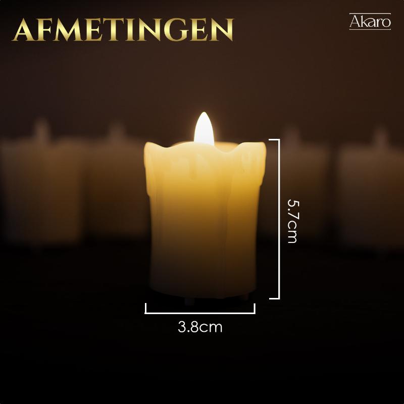 Set van 6 oplaadbare led kaarsen klein afmetingen. Kleine kaars en grote kaars.