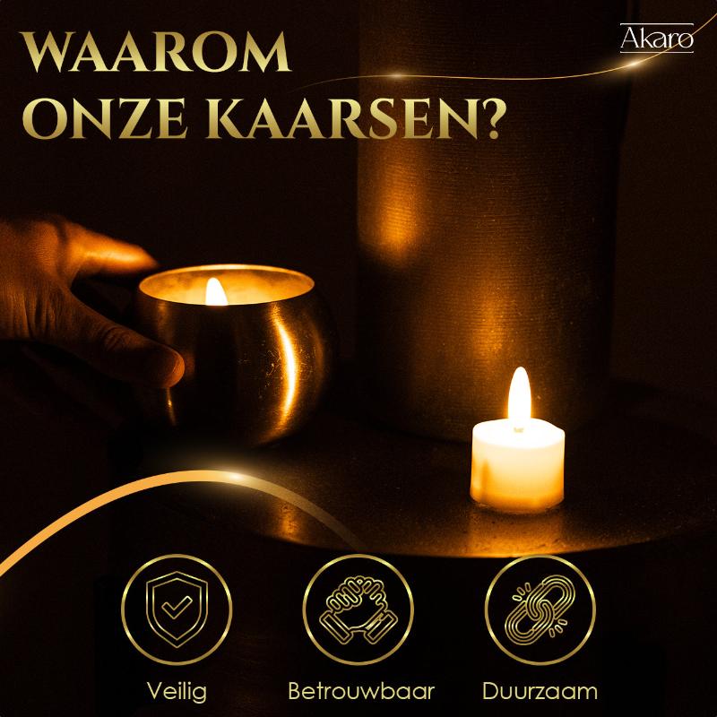Set van 6 oplaadbare waxinelichtjes. Duurzame led kaarsen, veilig voor kinderen en huisdieren.