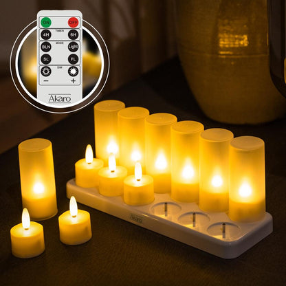 Akaro Tealight Grande | 12 Oplaadbare Waxinelichtjes